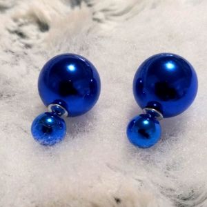 *4/$15 Duo sized Metallic Blue Orb Earrings